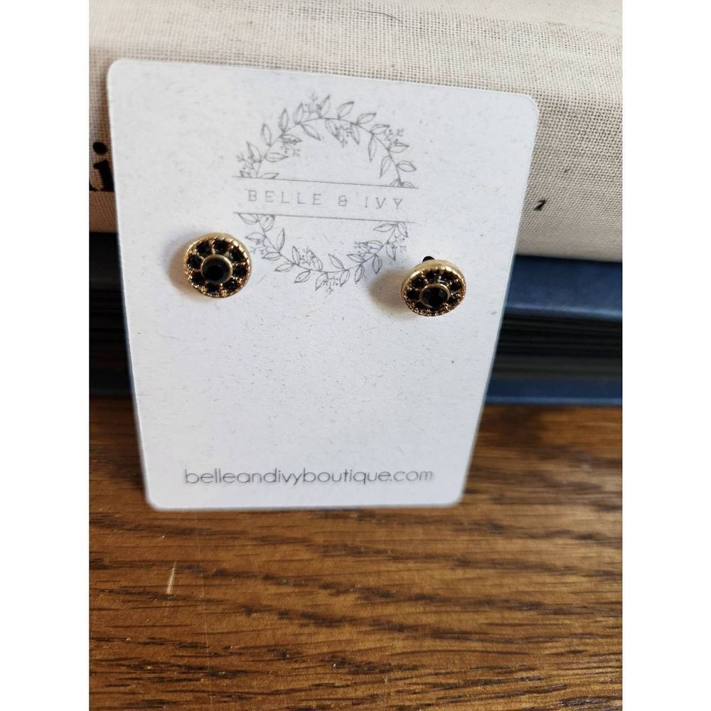 Black and Gold Stud Earrings